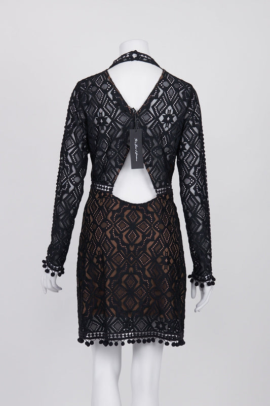 For Love & Lemons Black Lace Long Sleeve Dress