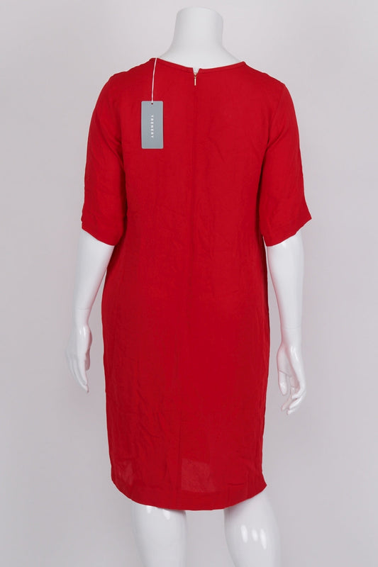 Trenery Red Tuck Front Dress 14