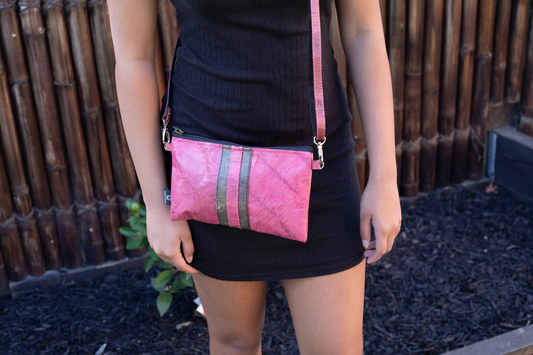 Vegan Leather Slim Line Bag - Pink