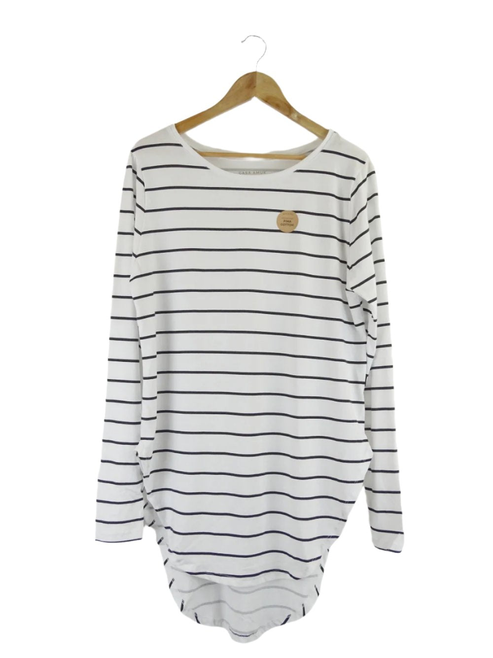 Casa-Amuk-White-and-Navy-Striped-Cotton-Long-Sleeve-Teardrop-T-Shirt-10