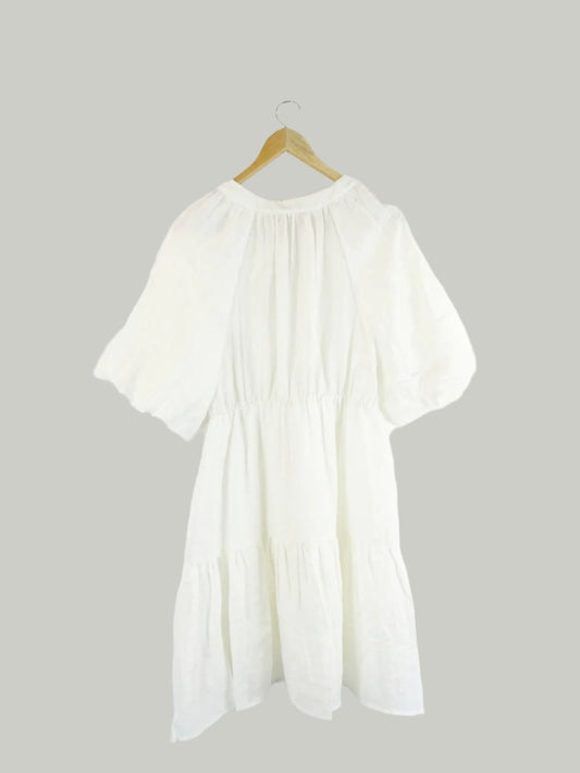 Amelius-'Pila'-White-Linen-Mini-Dress-L