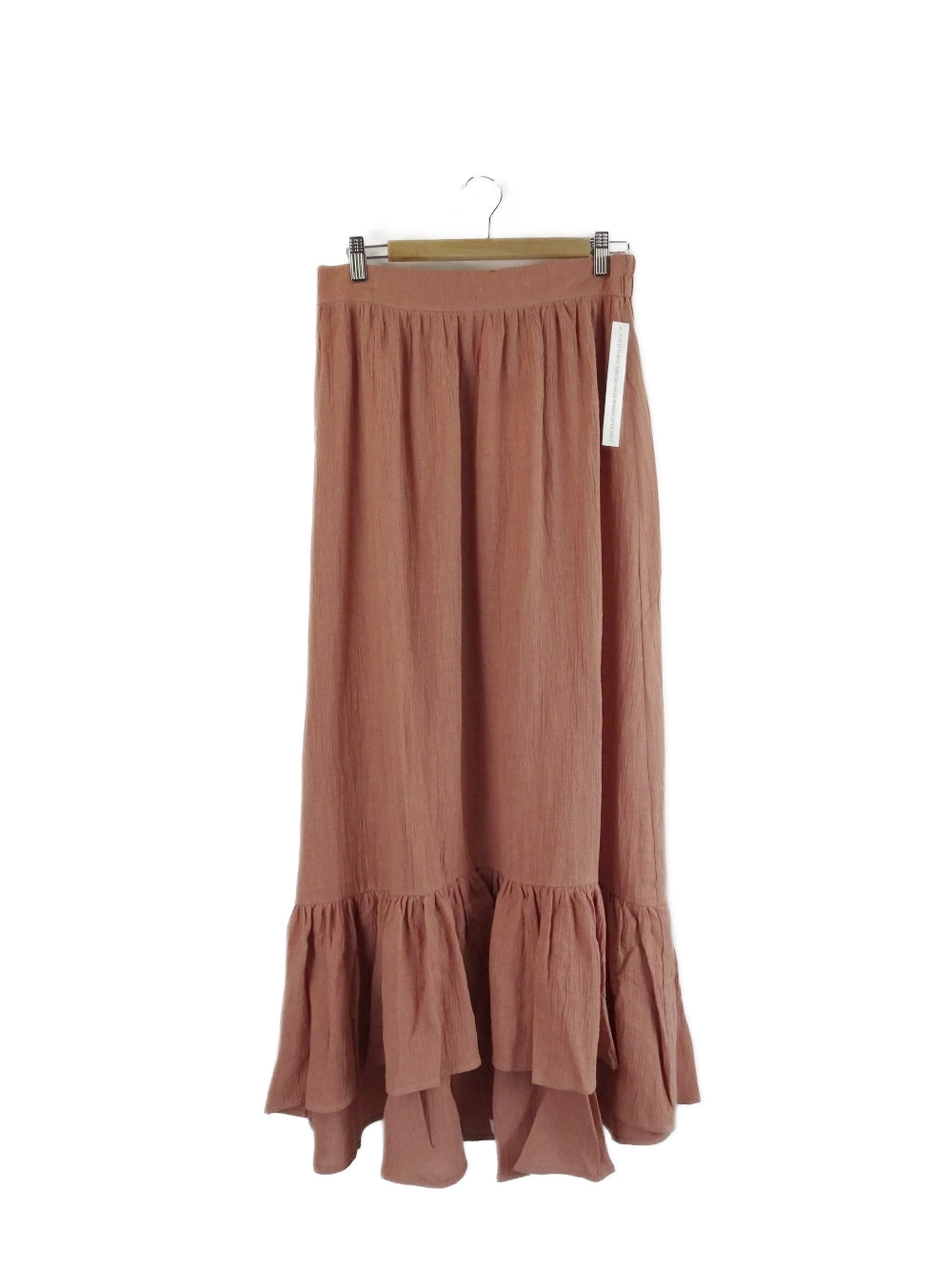 Amelius-'Saloma'-Peach-Linen-Maxi-Skirt-XL