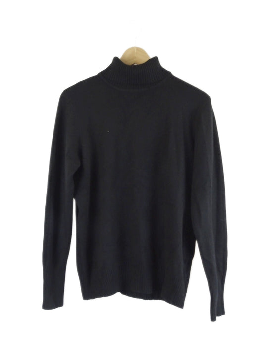 Amelius-'Manor'-Black-Knit-Turtle-Neck-Jumper-L