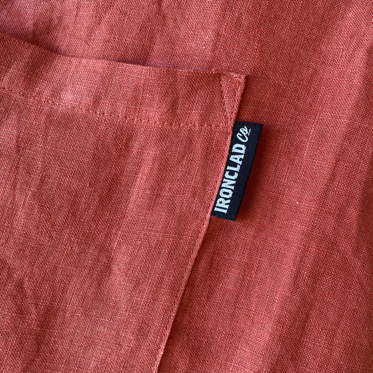 Coral Orange Linen Apron