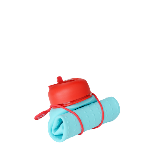 Aquamarine, Red + Ruby Collapsible Bottle