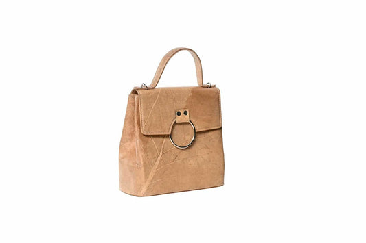 Vegan Leather Handbag - Beige