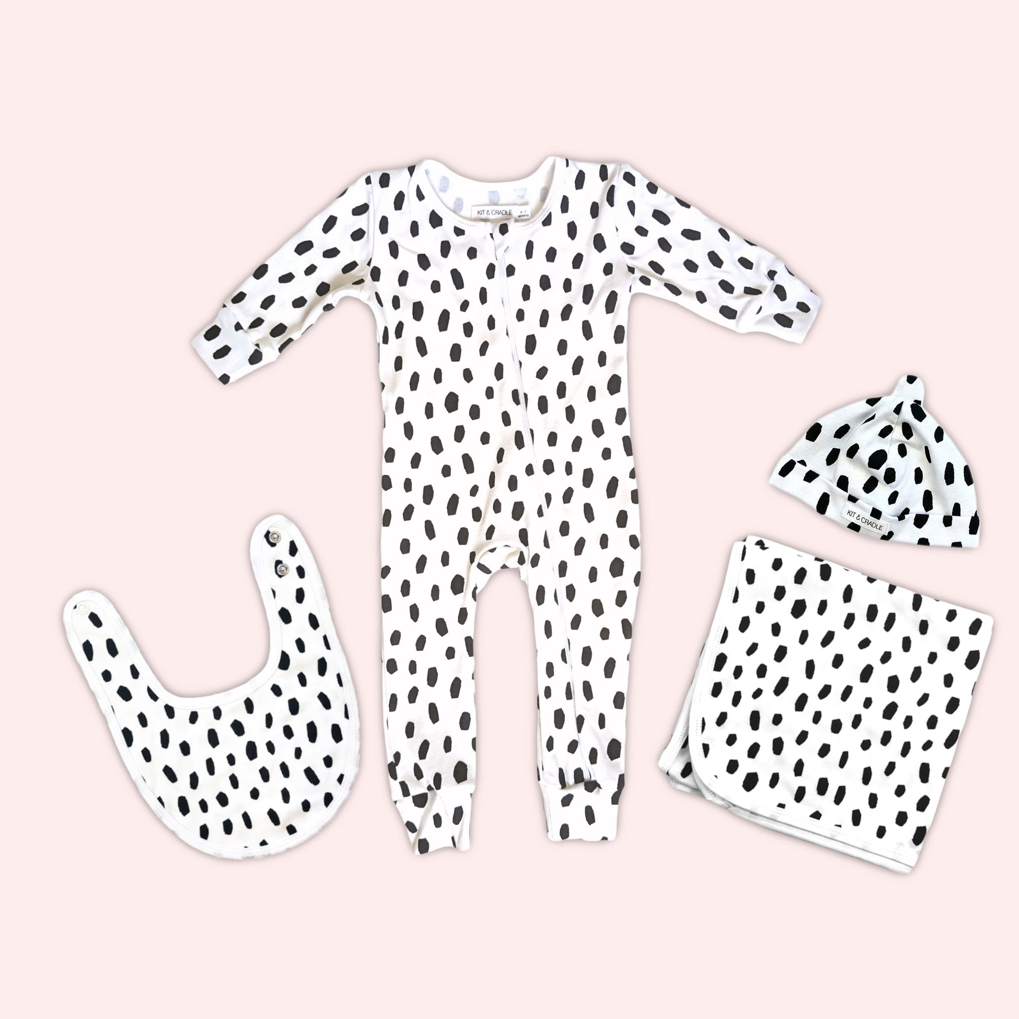 Organic Cotton Newborn Full Bodysuit Bundle - Black Cheetah