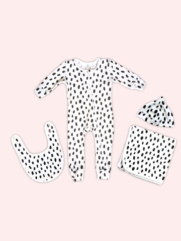 Organic Cotton Newborn Full Bodysuit Bundle - Black Cheetah