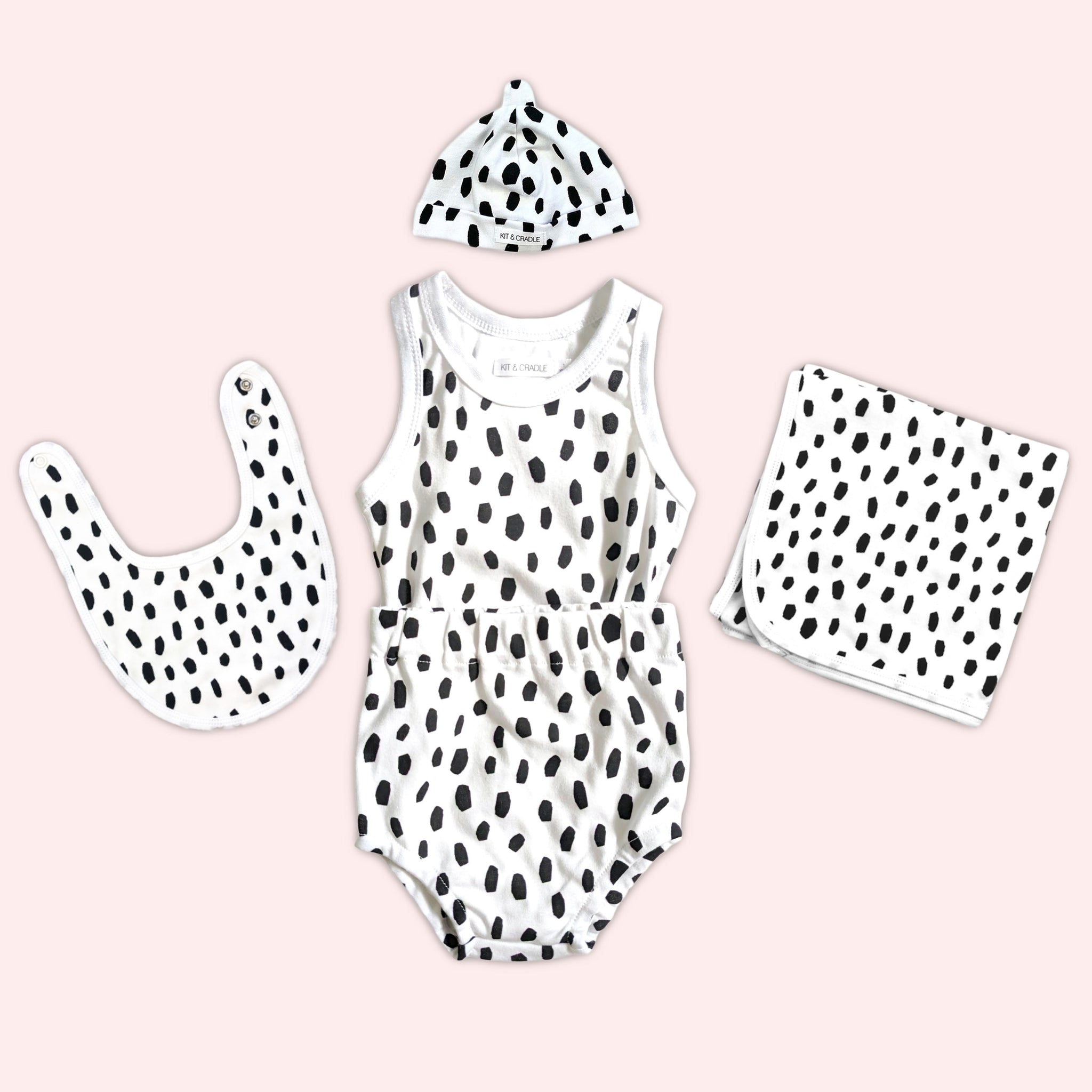 Organic Cotton Newborn Singlet Set - Black Cheetah