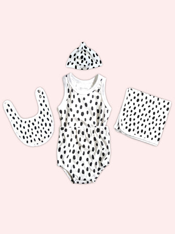 Organic Cotton Newborn Singlet Set - Black Cheetah