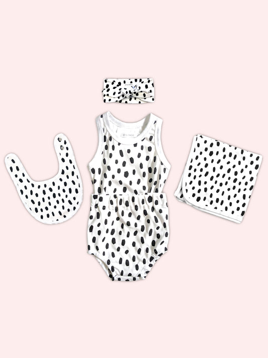 Newborn Singlet Set - Black Cheetah