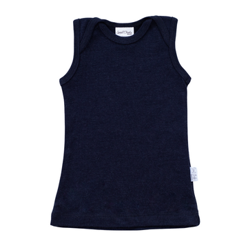 Baby Merino Envelope Neck Singlet | Indigo