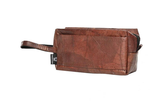 Vegan Leather Toiletries Bag - Brown