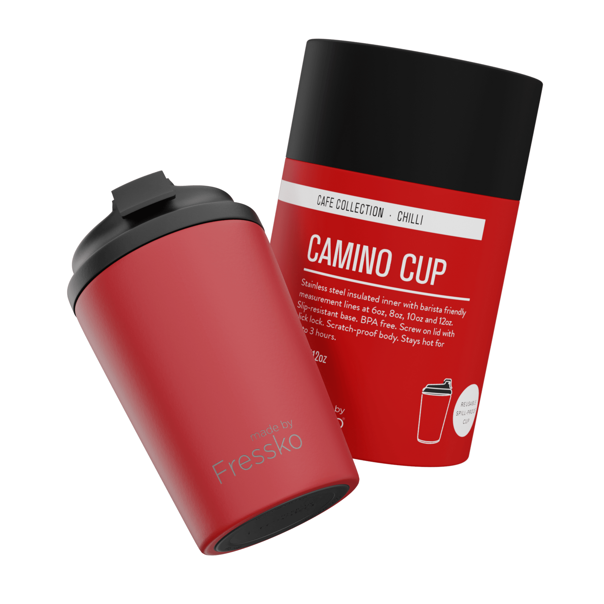 Reusable Cup | Camino 340ml/12oz - Chilli Made By Fressko Coffee cup