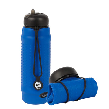 Cobalt, Black + Black, Collapsible Water Bottle