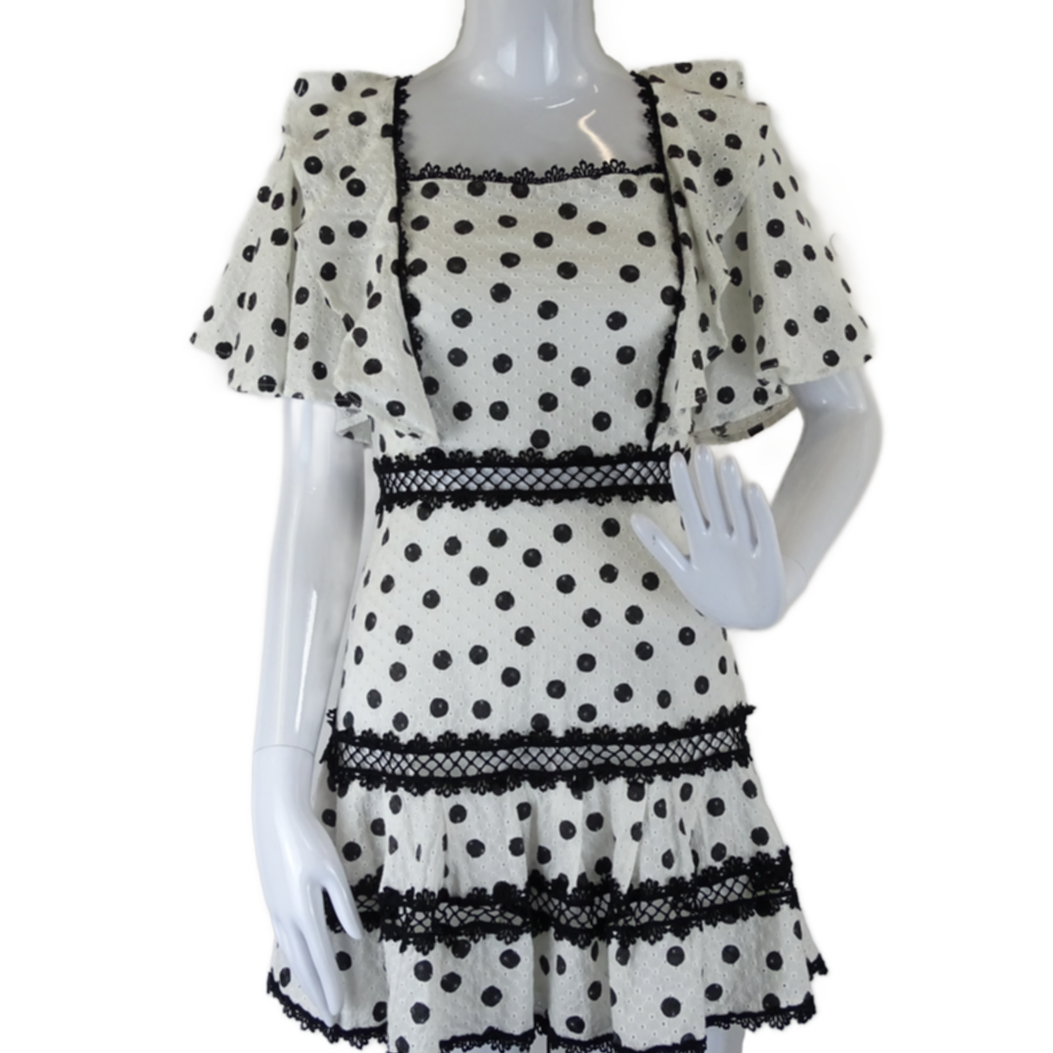 By Nicola Polka Dot Lace Up Dress 8