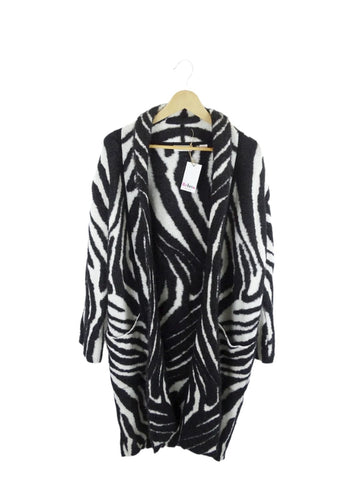 Sass & Bide Black And White Zebra Print Long Cardigan