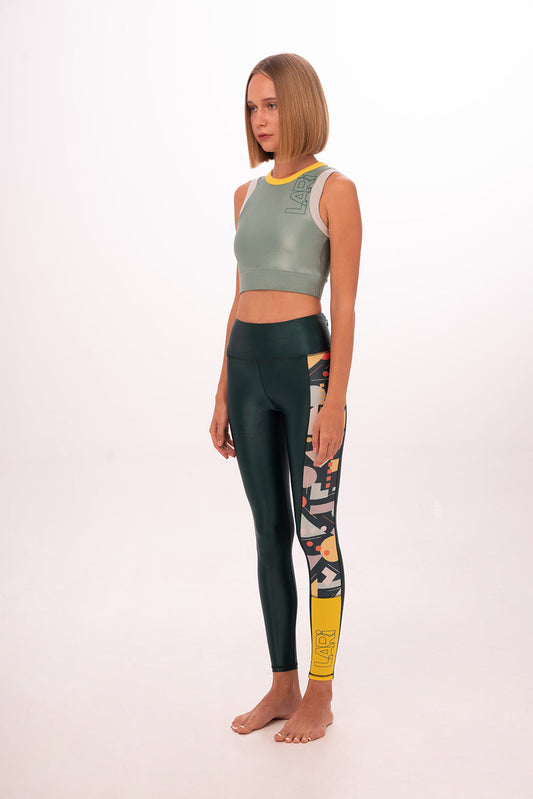 Flashback Compression Legging in Moss Multicolour