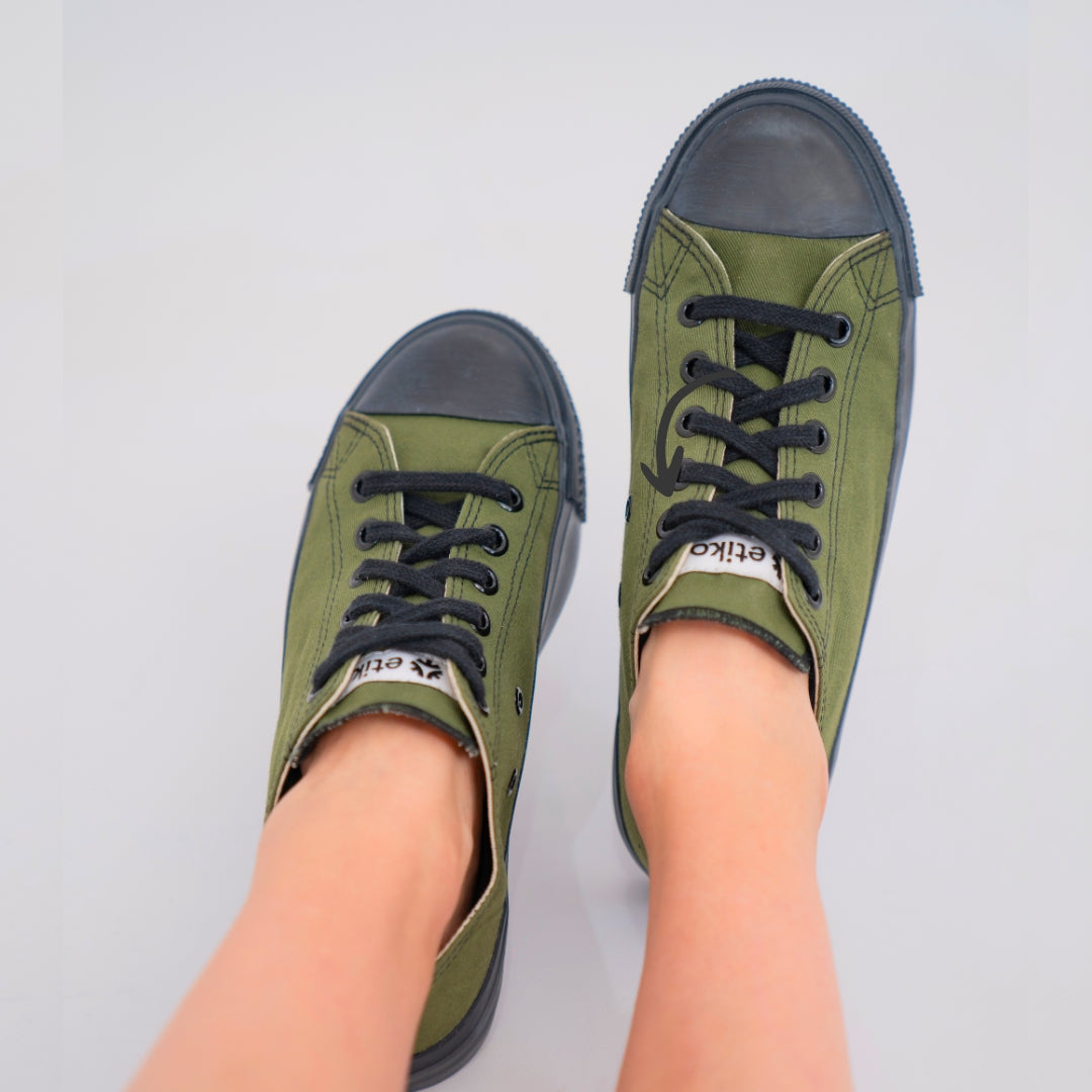 Low Cut Sneakers, Olive & Black