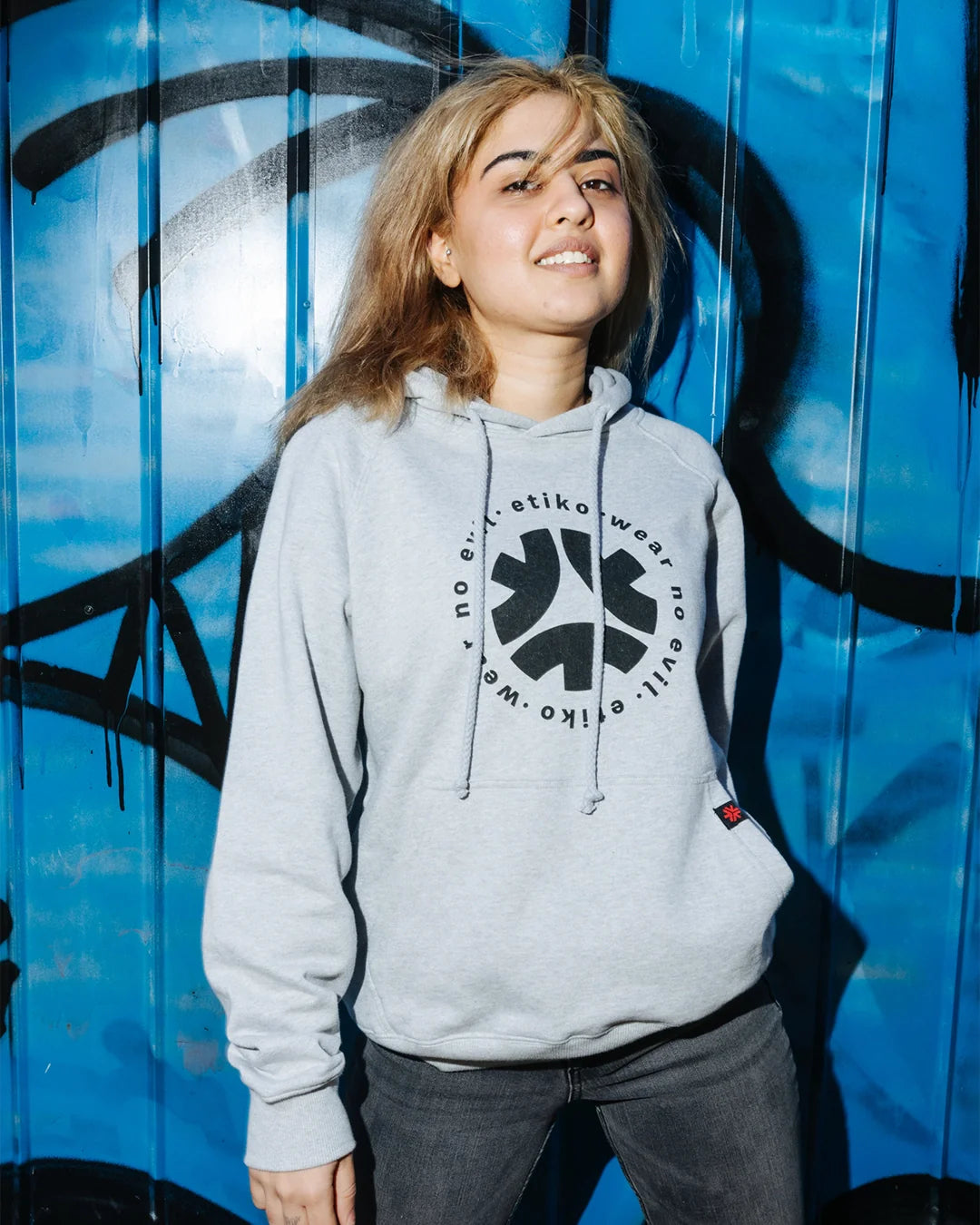 Pullover Hoodie, Wear No Evil, Unisex Grey & Black