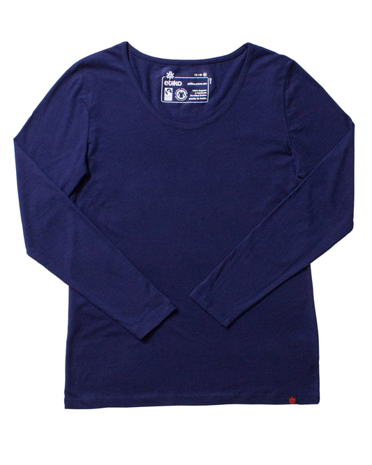 Long Sleeve T-shirt, Womens Navy Blue