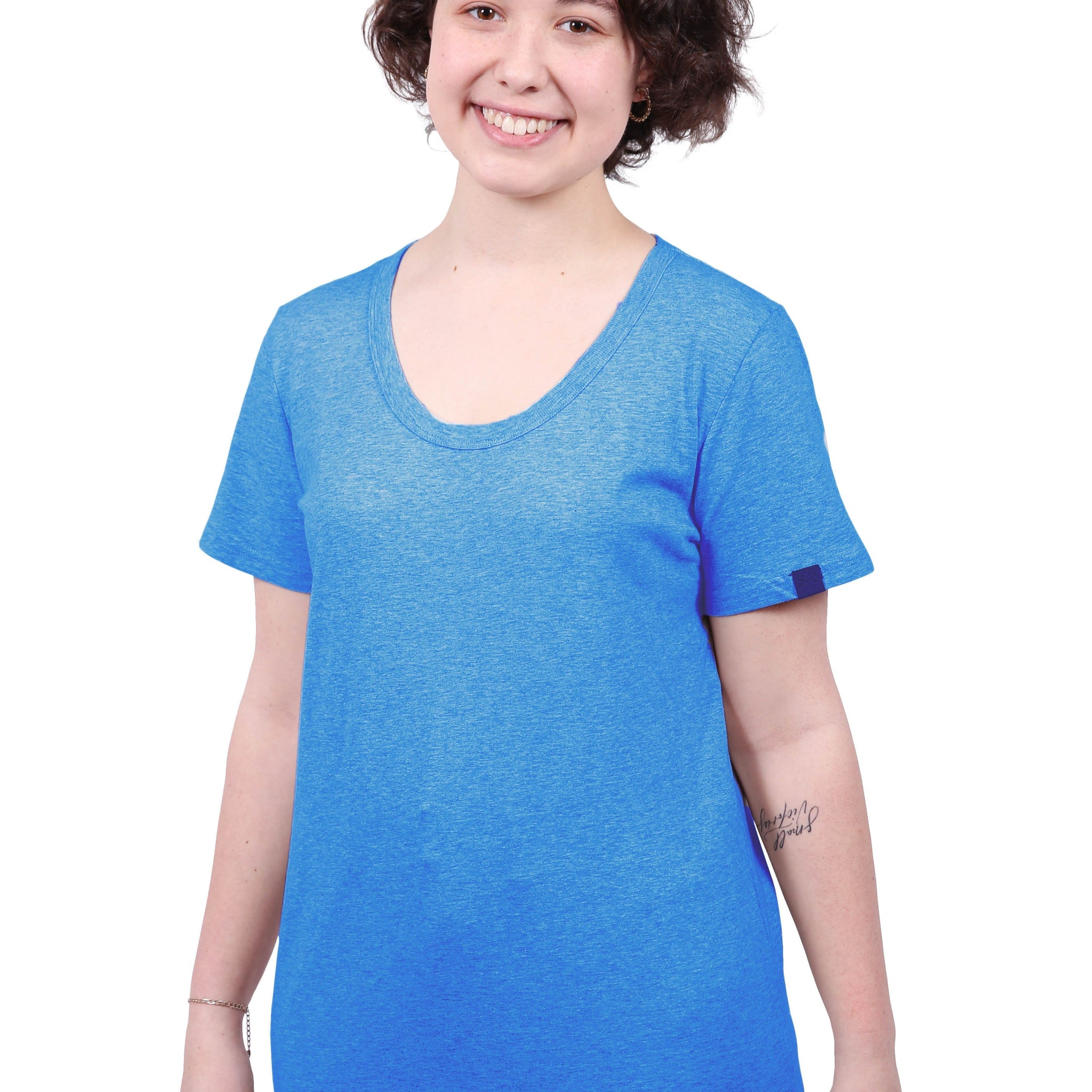 Round Neck T-shirt, Womens Blue Marle