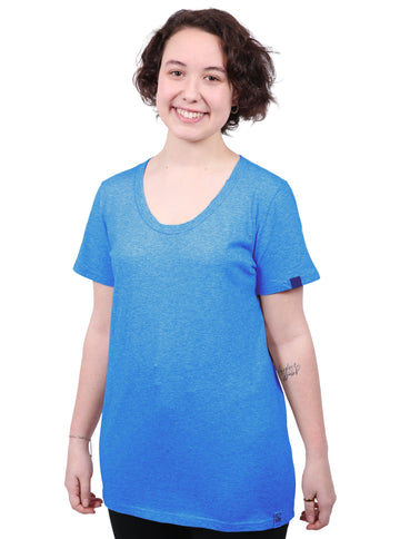 Round Neck T-shirt, Womens Blue Marle