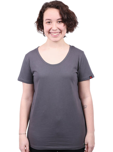 Round Neck T-shirt, Womens Charcoal