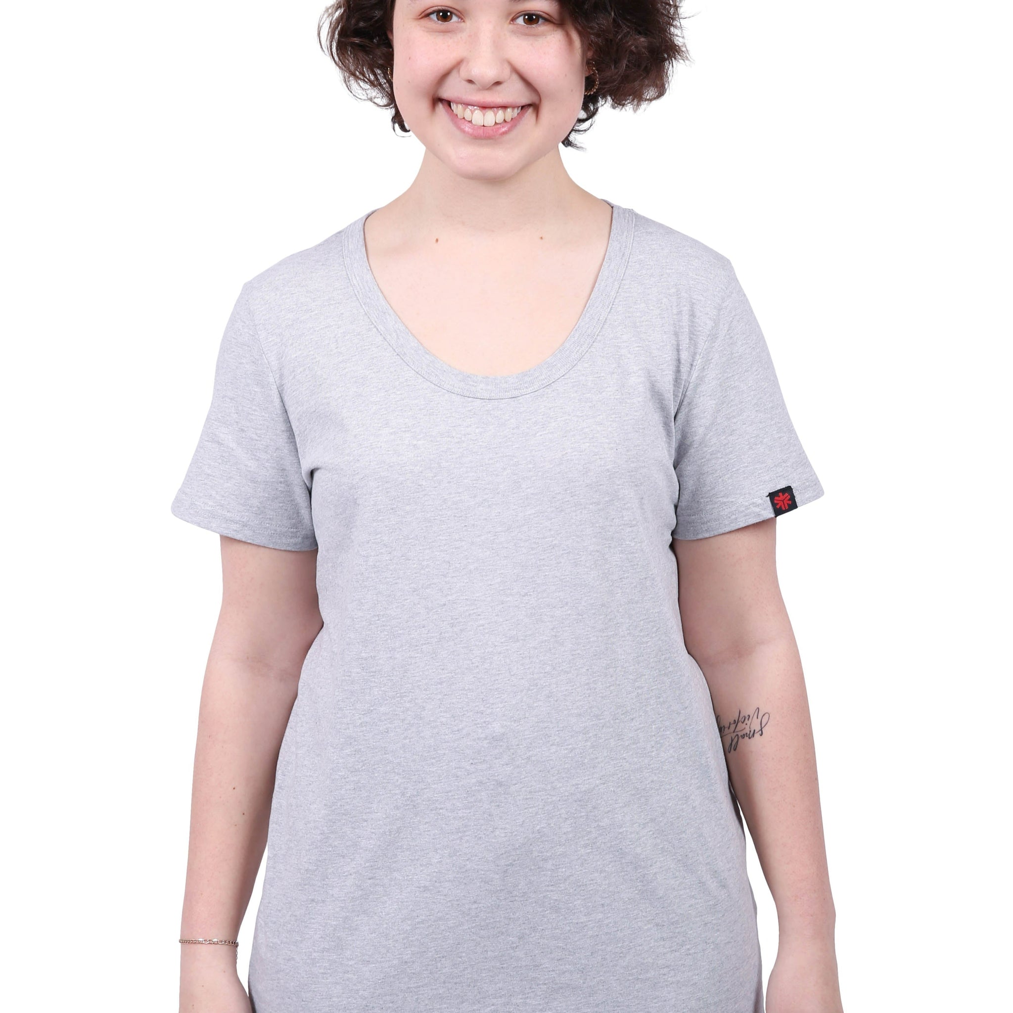 Round Neck T-shirt, Womens Grey Marle