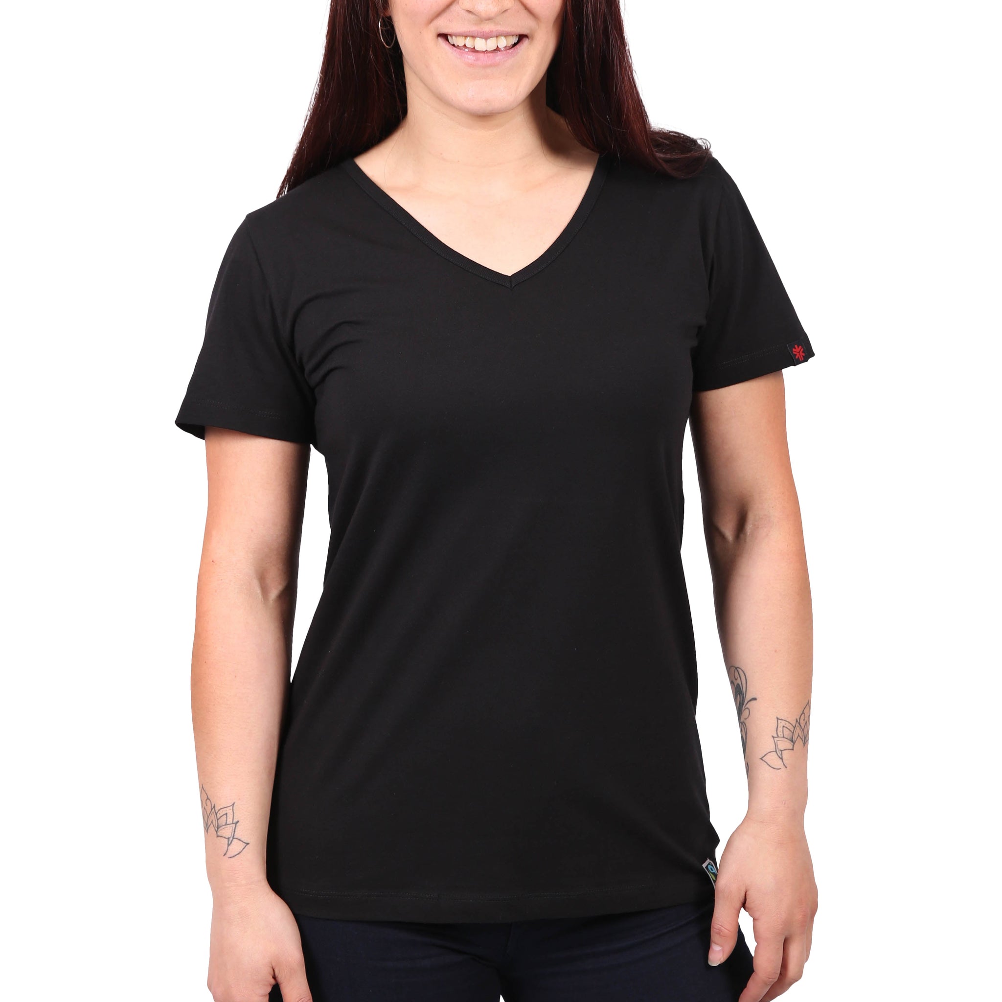 V-Neck T-shirt, Womens Black