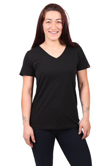 V-Neck T-shirt, Womens Black