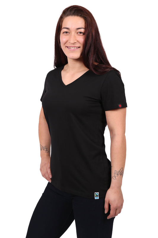 V-Neck T-shirt, Womens Black