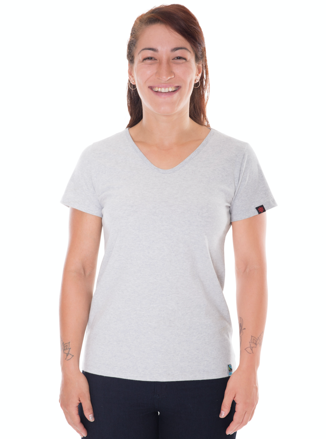 V-Neck T-shirt, Womens Grey Marle