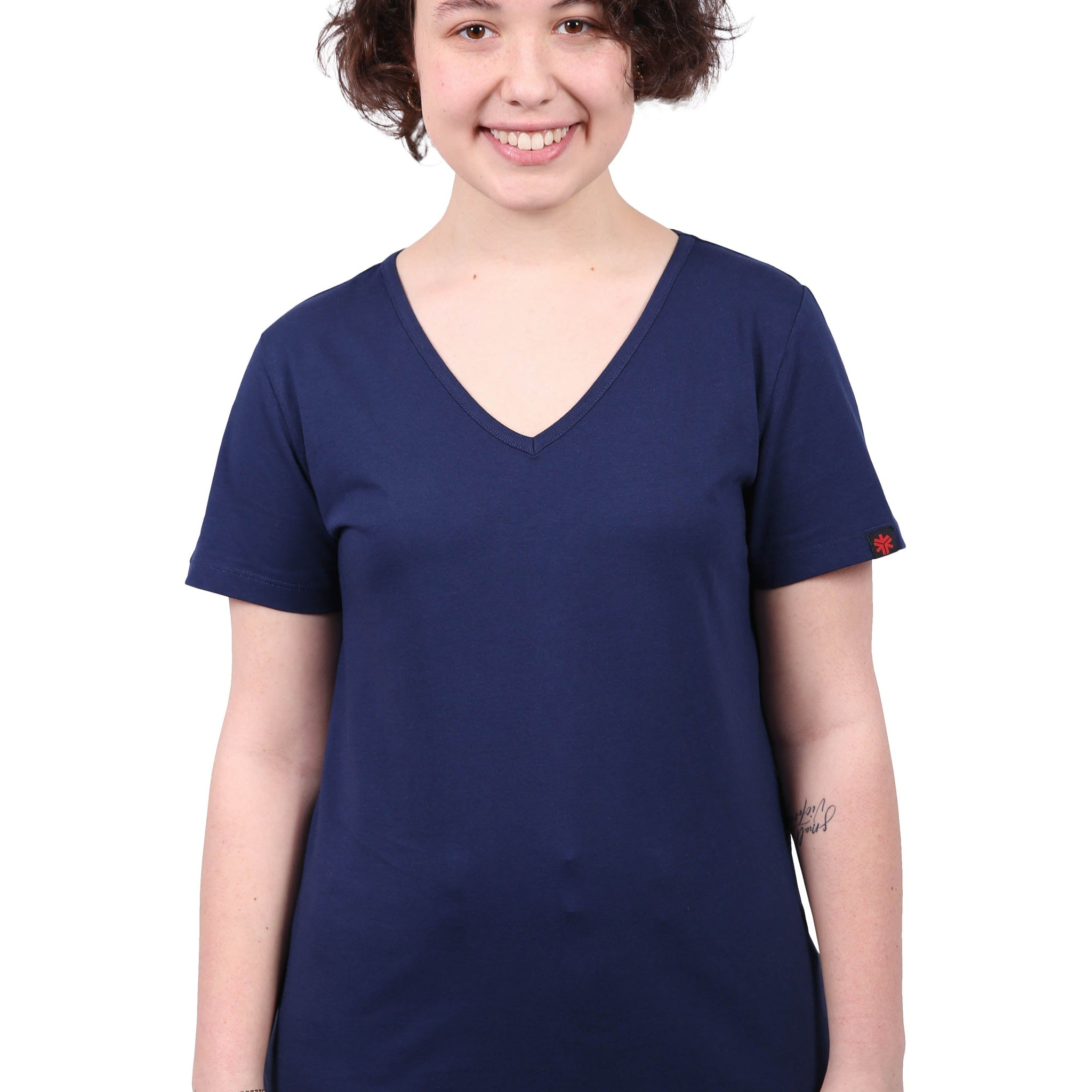 V-Neck T-shirt, Womens Navy