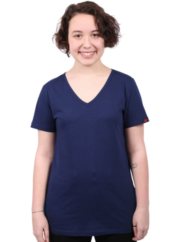 V-Neck T-shirt, Womens Navy