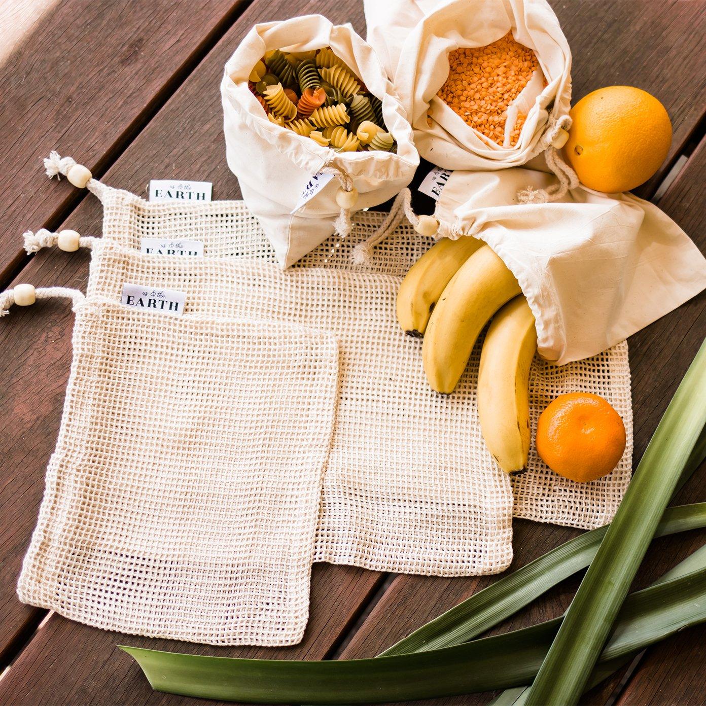 Farmer's Market Bundle | 6 Cotton Vegetable BagsSustainable Kitchen - Us and the Earth