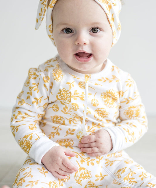 SALE Organic Full Bodysuit - Golden Peony