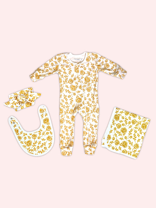 Newborn Full Bodysuit Bundle - Golden Peony