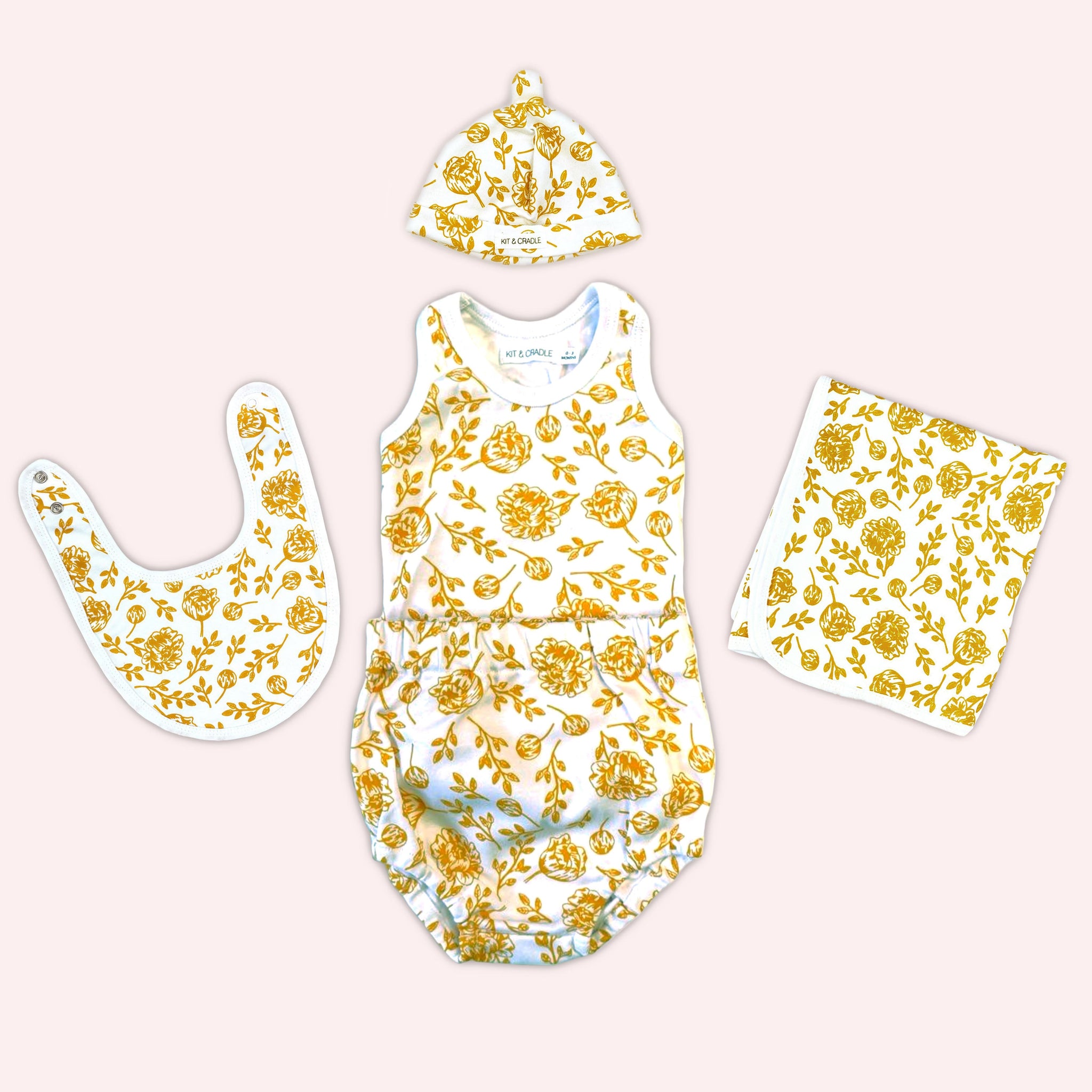 Organic Cotton Newborn Singlet Set - Golden Peony