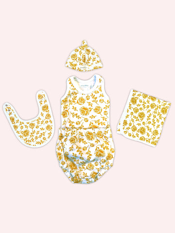 Organic Cotton Newborn Singlet Set - Golden Peony