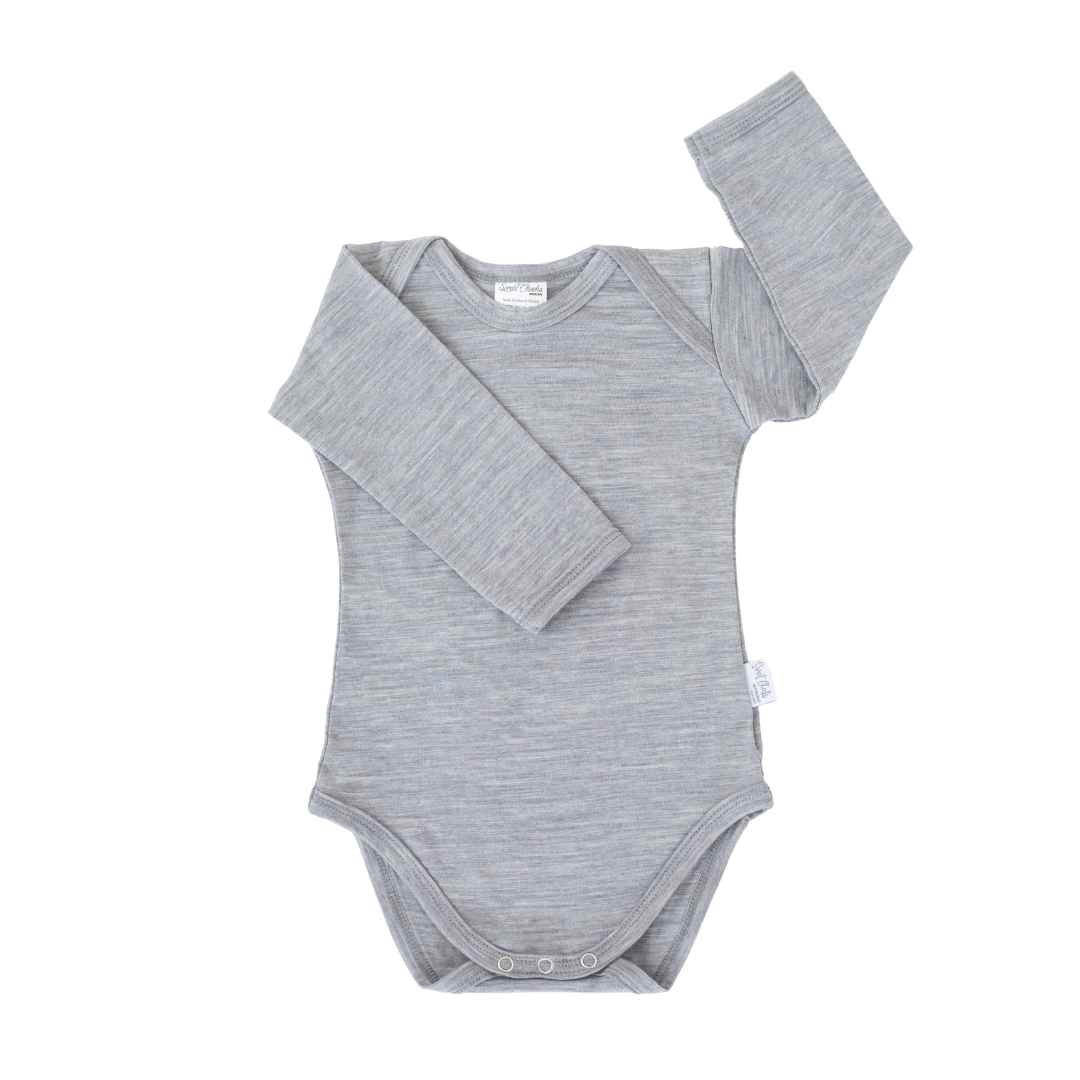 Long Sleeve Merino Bodysuit | Grey Marle