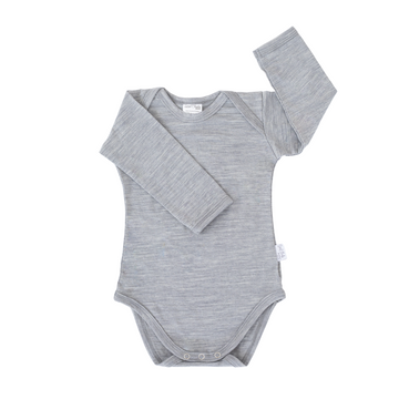 Long Sleeve Merino Bodysuit | Grey Marle