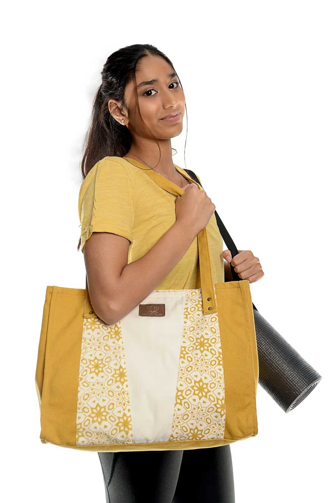 Mustard & Natural Organic Cotton Tote Bag