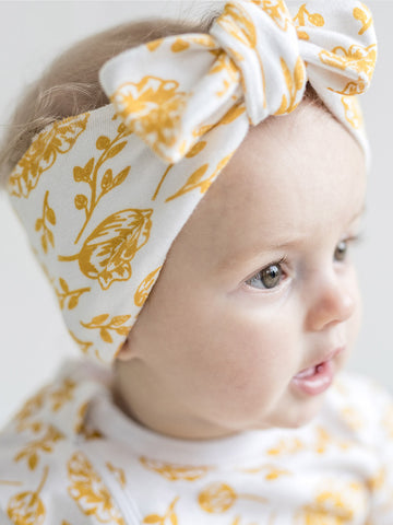 Organic Cotton Knot Headband - Golden Peony