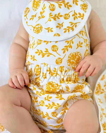 Organic Cotton Singlet & Bloomers Set - Golden Peony