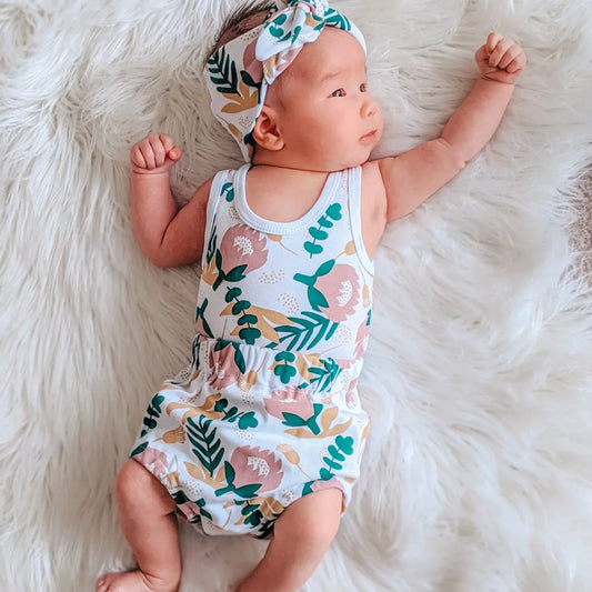 Organic Cotton Singlet & Bloomers Set - Protea