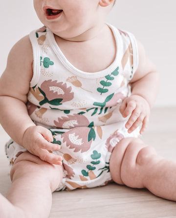 Organic Cotton Singlet & Bloomers Set - Protea