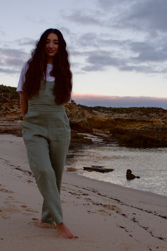 Isla Jumpsuit - Sage Green Linen