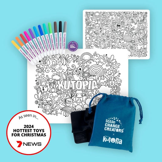 Kutopia Reusable Colouring Mat featured in 7 NEWS Hottest Toys For Christmas.