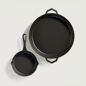 The Lil Grande Bundle by Ironclad Co. Handcrafted 36cm/20cm Cast Iron Pan Set